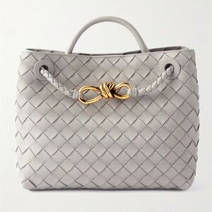 Bottega Veneta Gray Woven Tote with Gold Accent